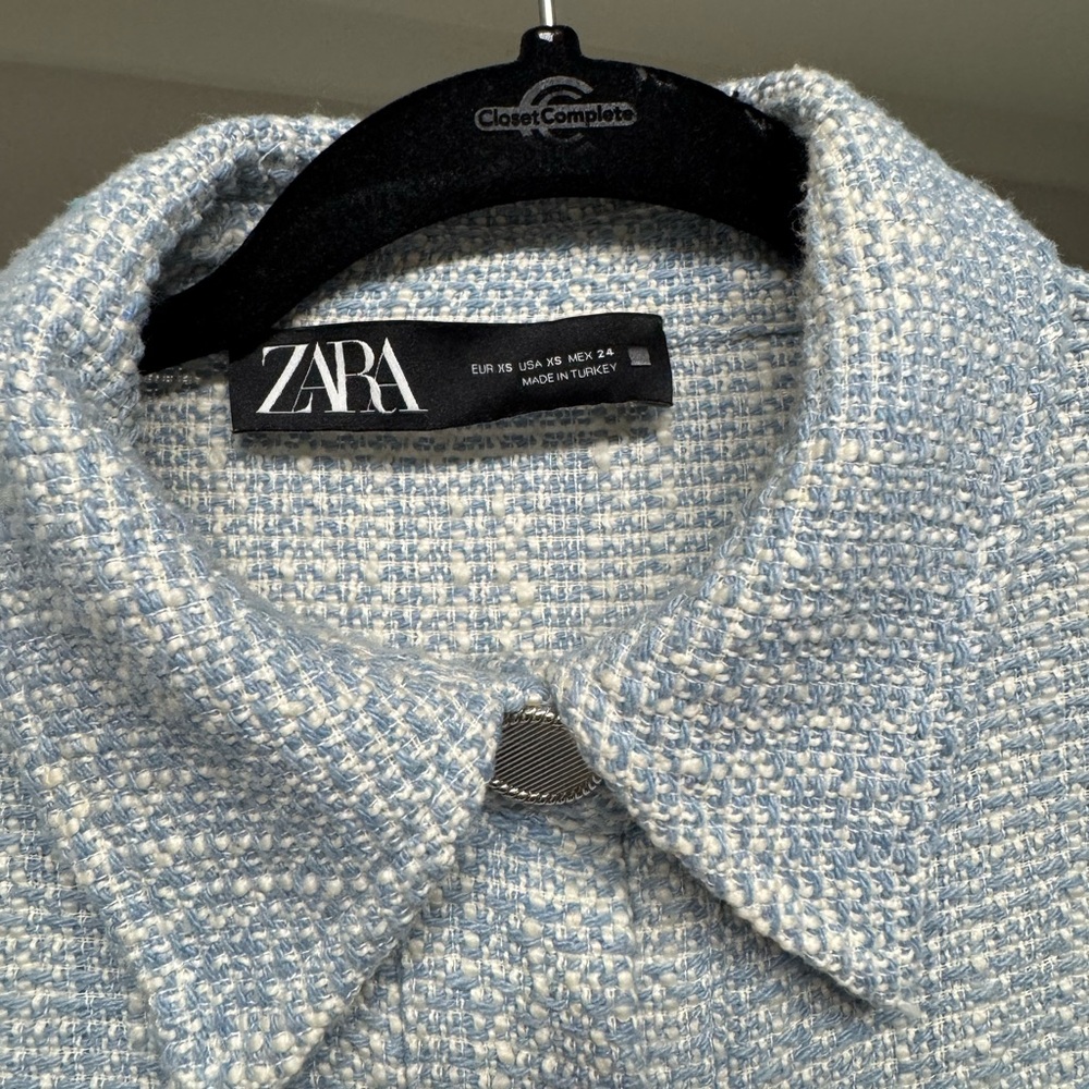 Zara Light Blue Textured Jacket